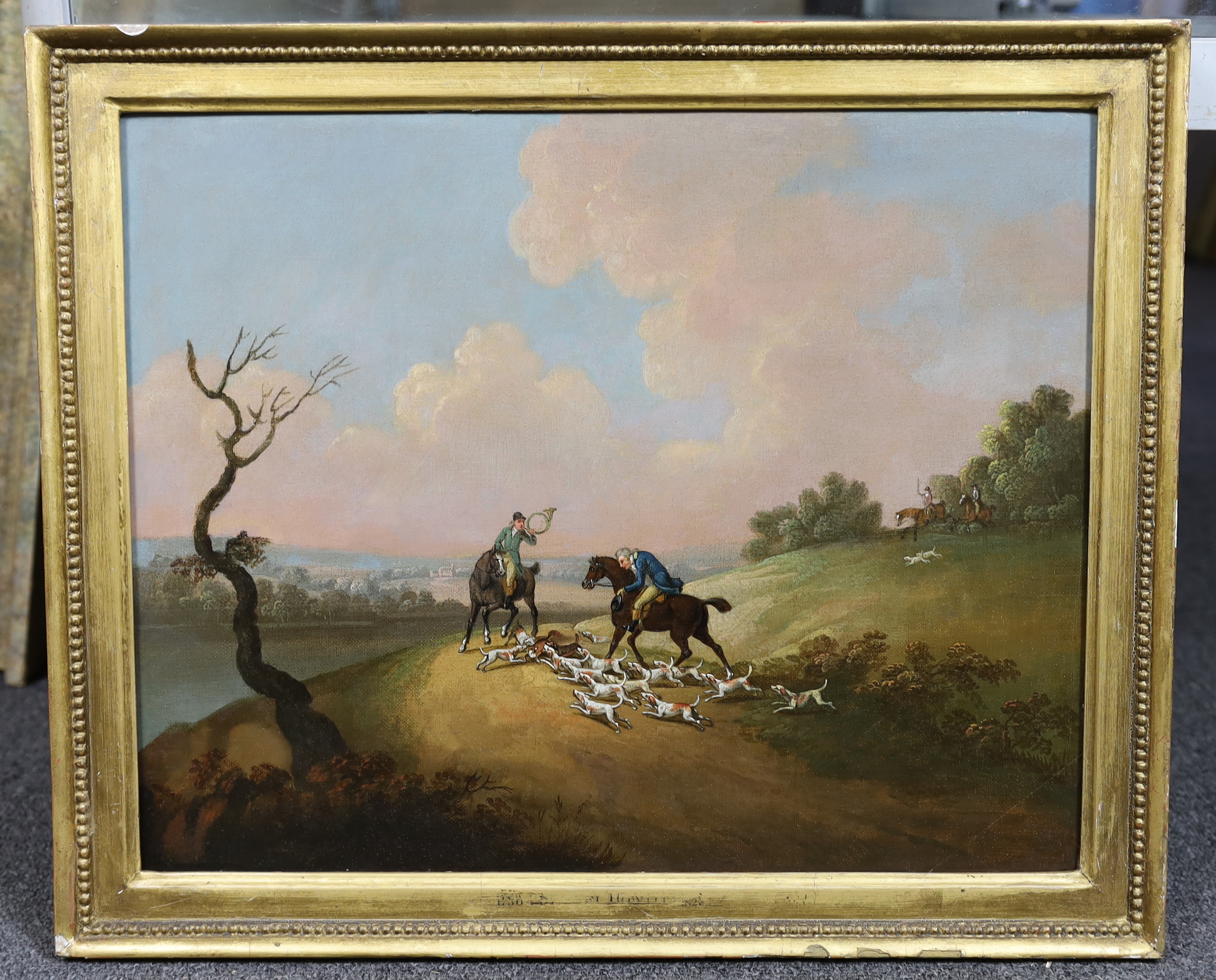 Samuel Howitt (English, 1756-1822), Hunting scenes, oils on canvas, set of four, 35 x 44cm